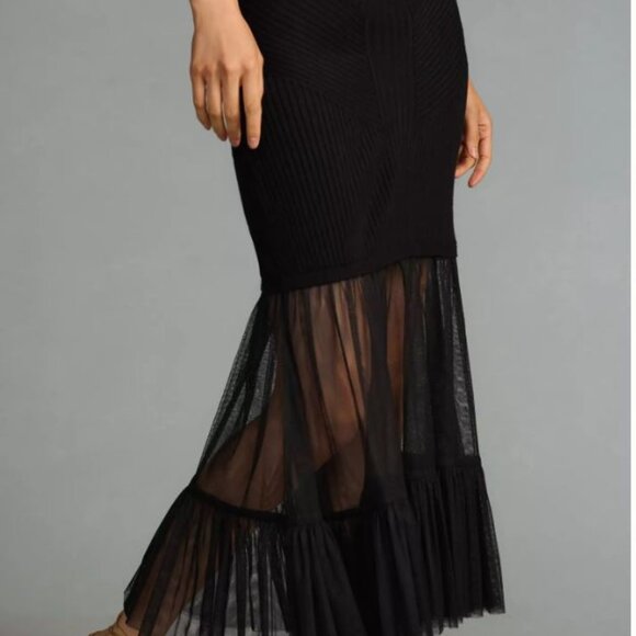 NWOT By Anthropologie Sheer Pleated Knit Midi Skirt Size M Stitch Fix Fall - Picture 6 of 14